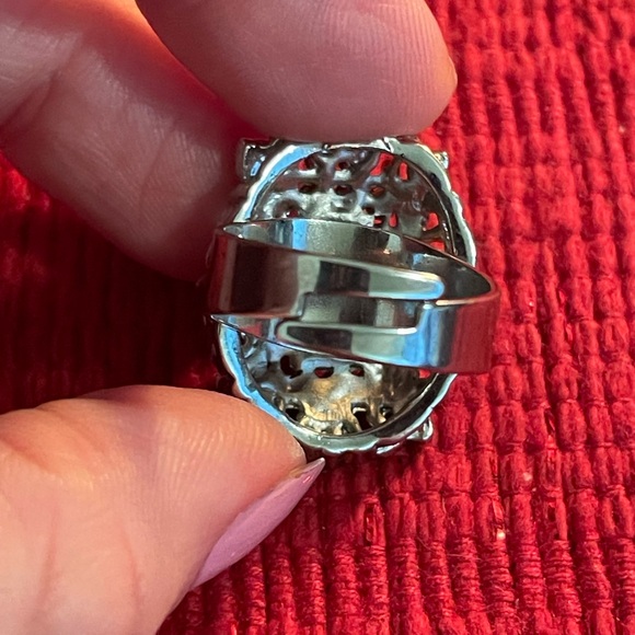 Vintage Art Deco Style Bubble Gum Pink Adjustable Ring - Picture 7 of 8